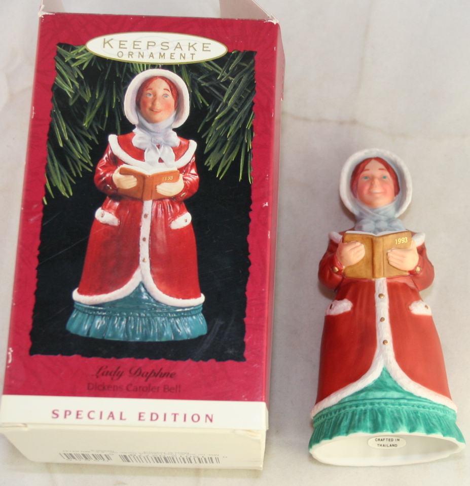 vintage christmas,hallmark,Dickens Caroler Bells,series,Lady Daphne, 1993