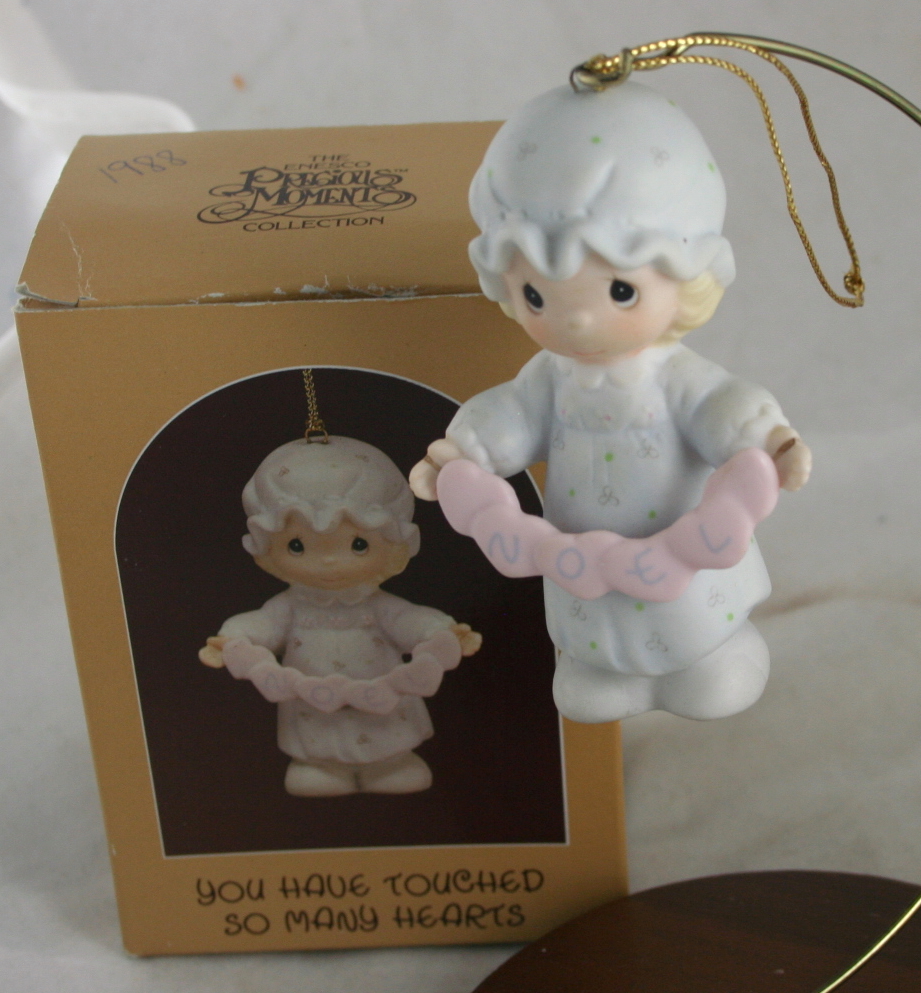 vintage christmas,Precious Moments,ornament,porcelain,1988