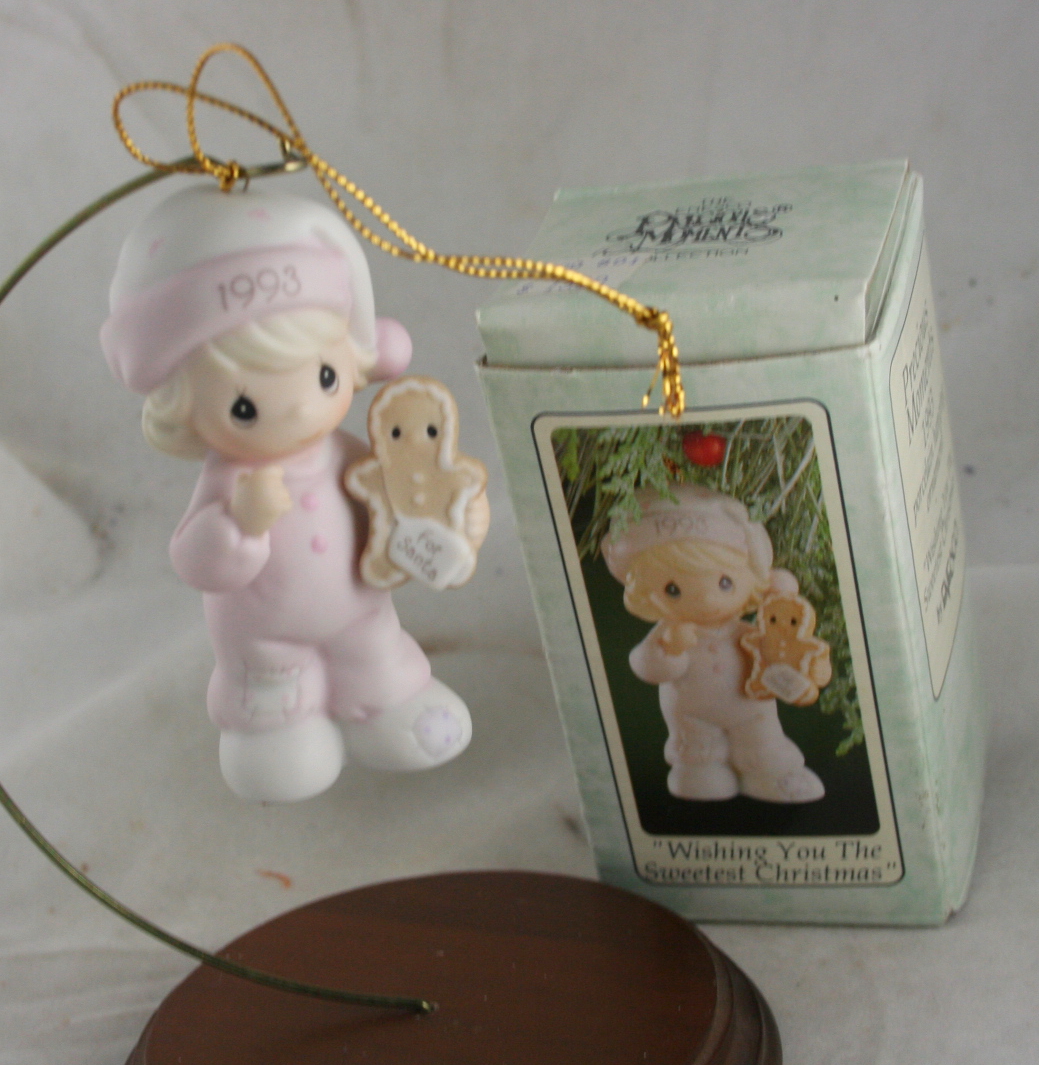 vintage christmas,Precious Moments,ornament,porcelain,1993