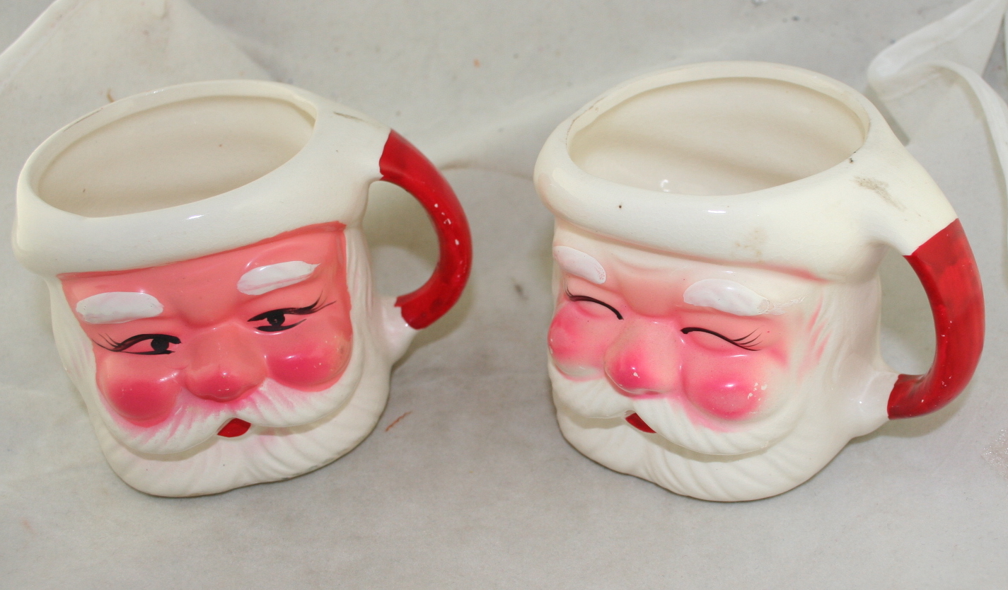 vintage christmas,Made in Japan,Santa,mug,winking santa