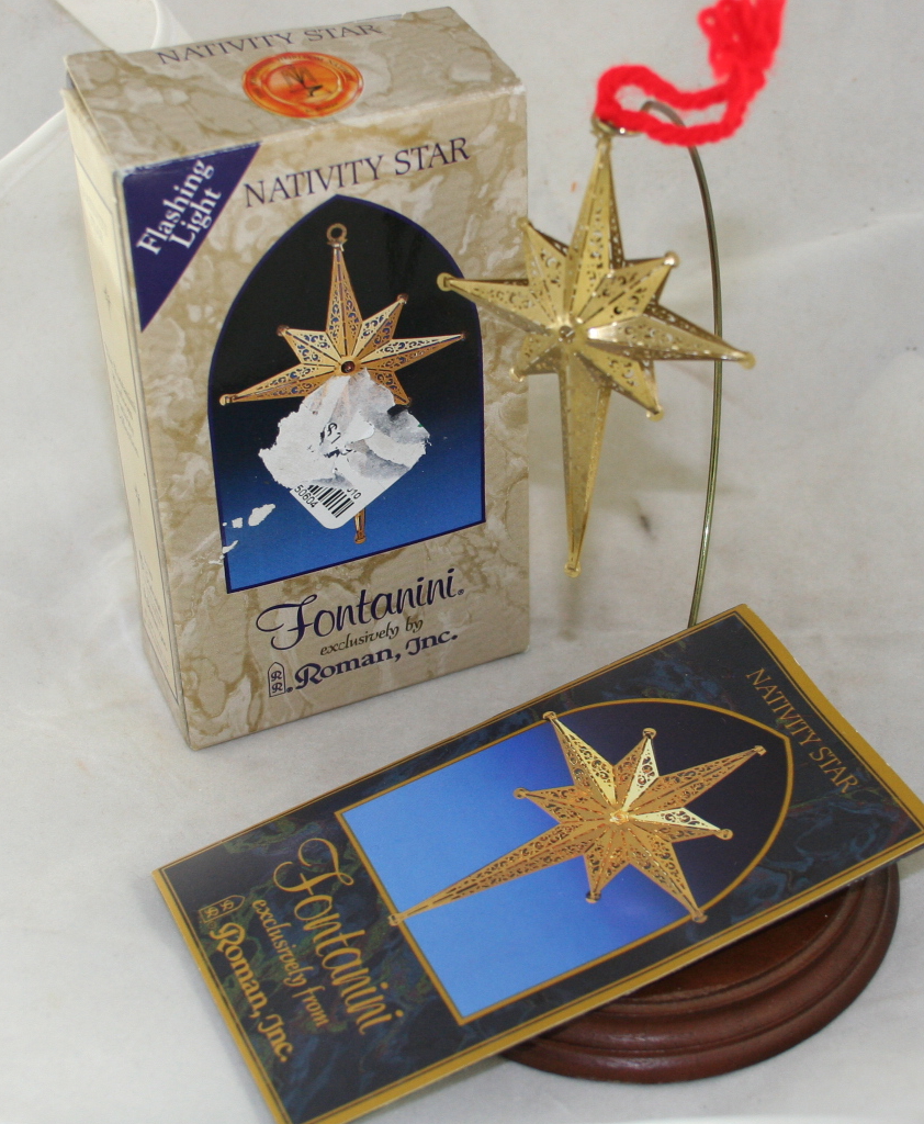 vintage christmas,ornament,Fontanini,nativity,star,battery operated