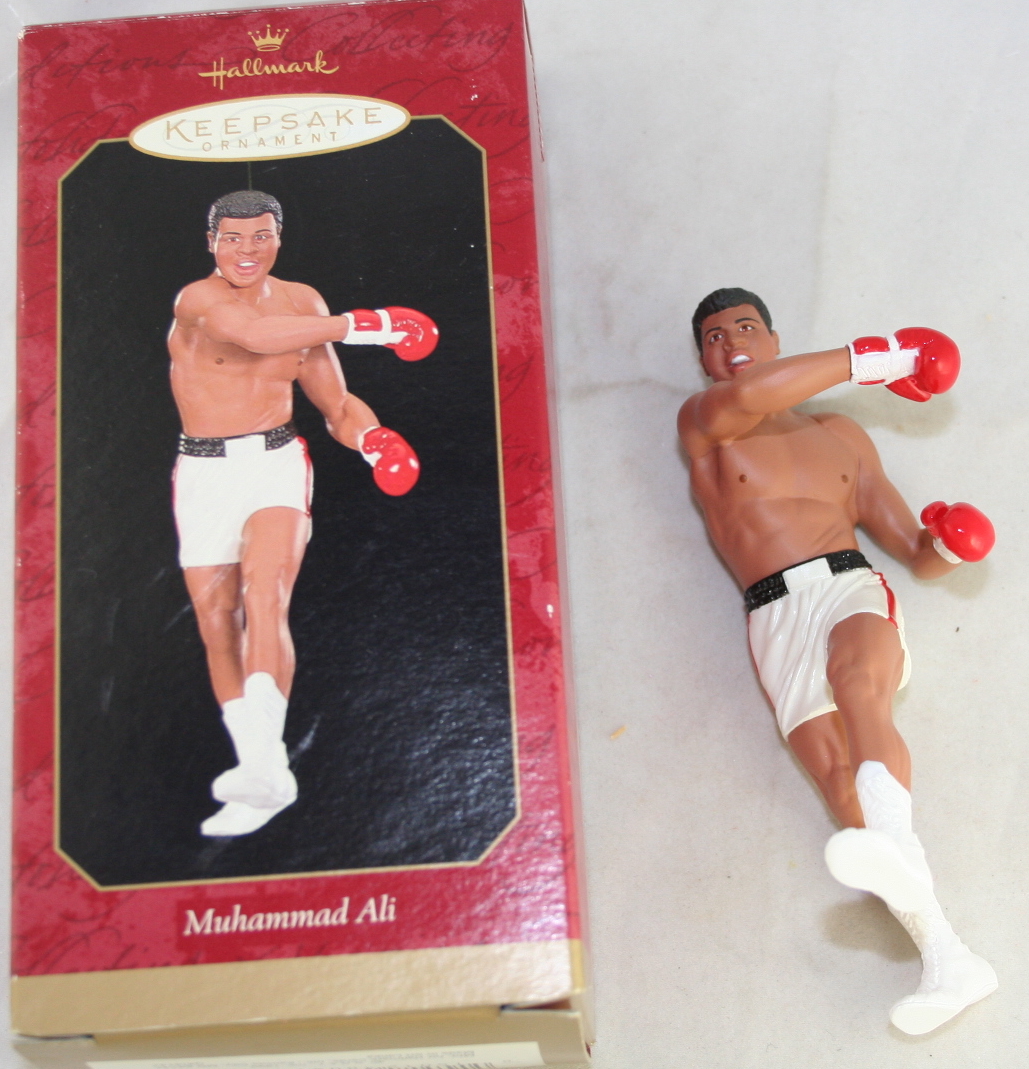 vintage christmas,ornaments,Hallmark,Keepsake,Muhammed Ali,sports,boxing